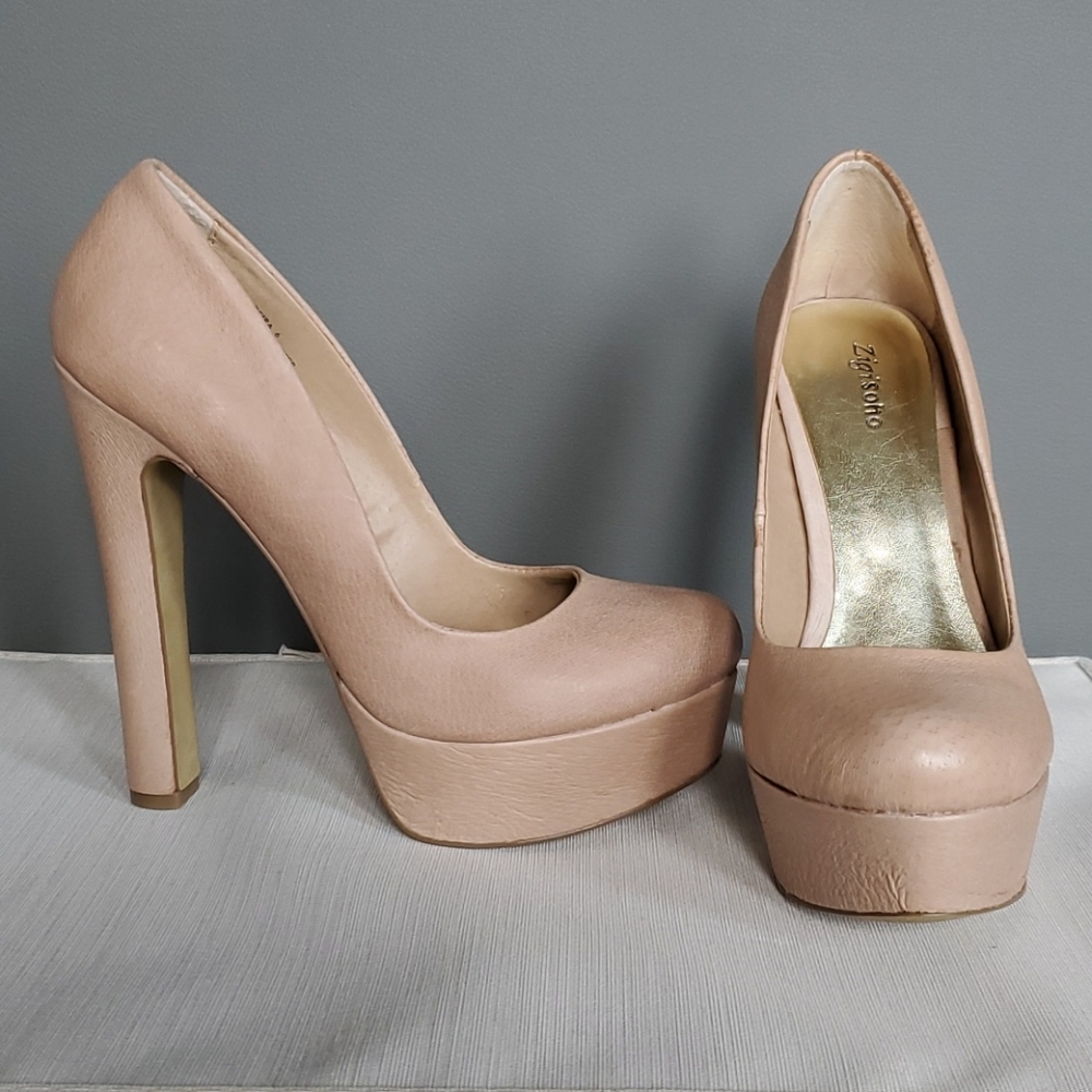 Zigi Soho Nude Genuine Leather Heels